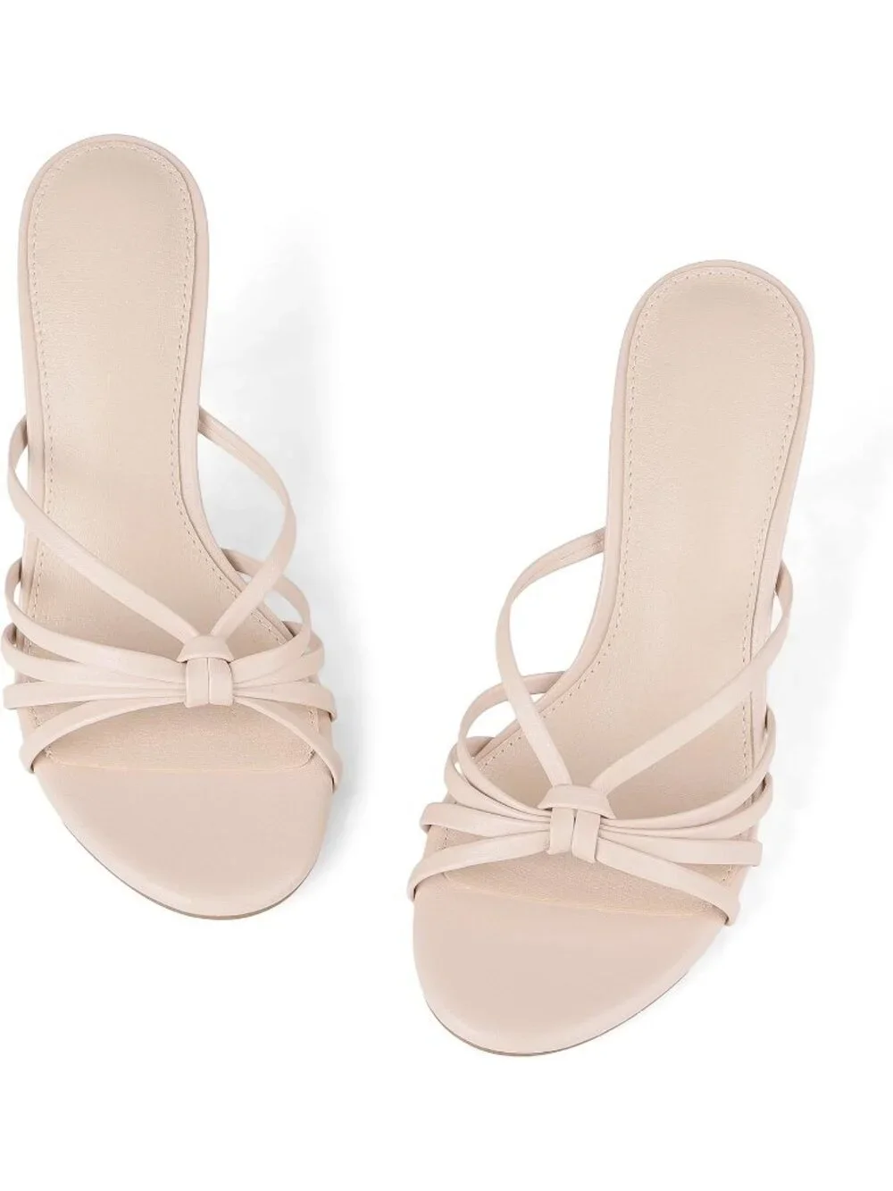 Women's Nude Faux Leather Comfortable Summer Open Peep Toe Slingback Heels